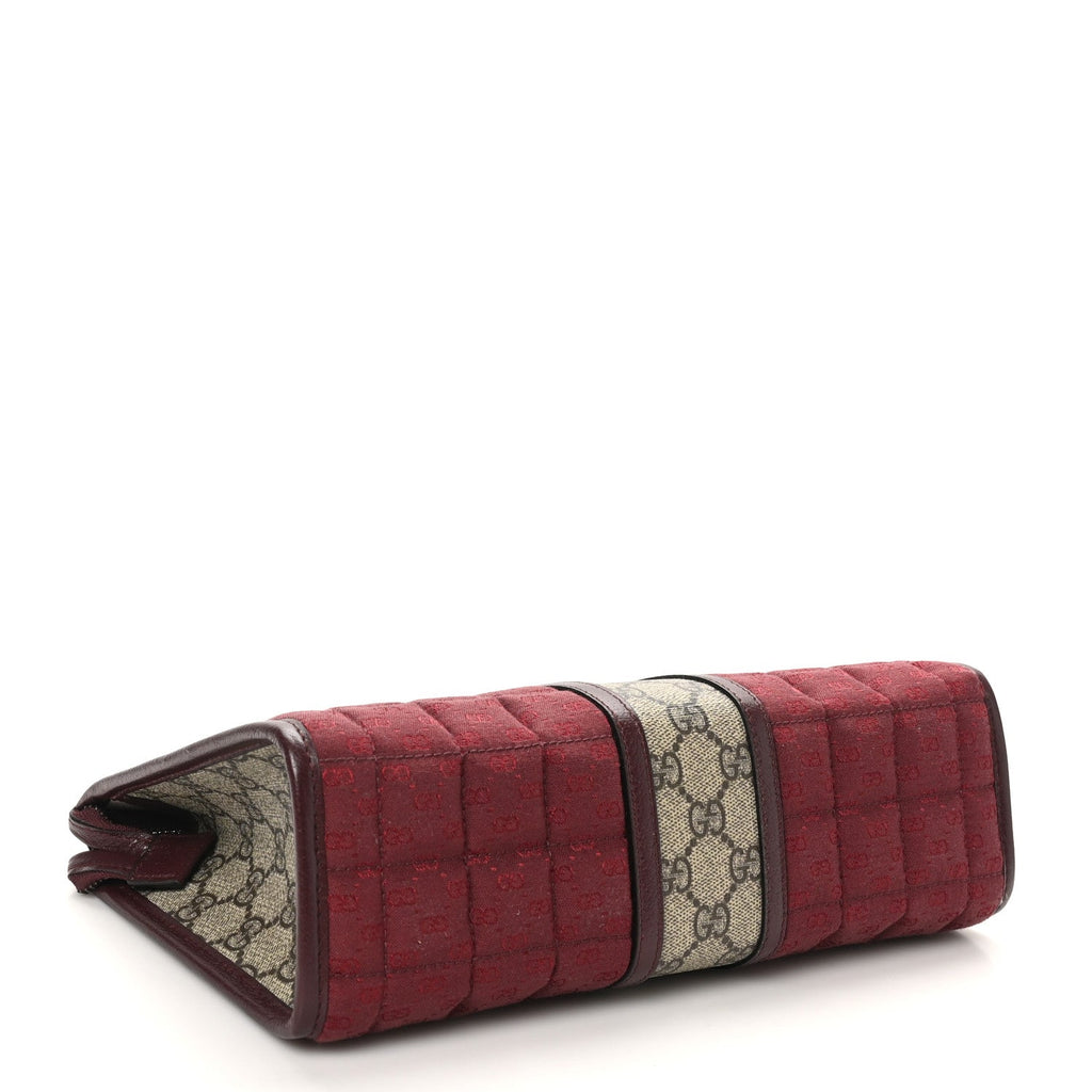 Monogram GG Mignon Textured Dollar Calfskin GG Supreme Monogram Quilted Mini GG Pouch Burgundy Beige Ebony