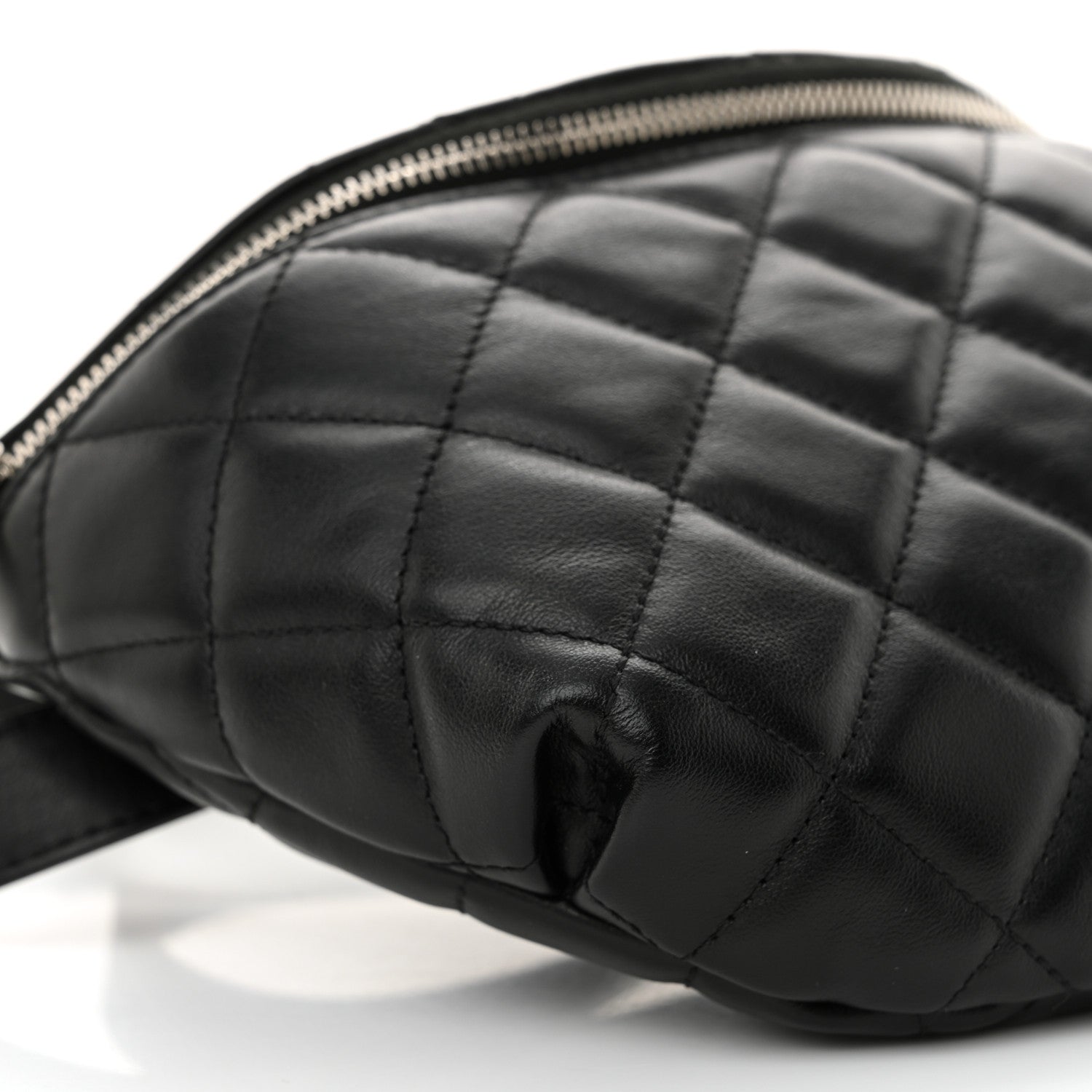 Calfskin Quilted Waist Belt Bag Black