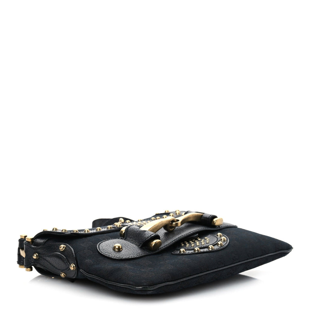 Monogram Studded Pelham Runway Flap Bag Black