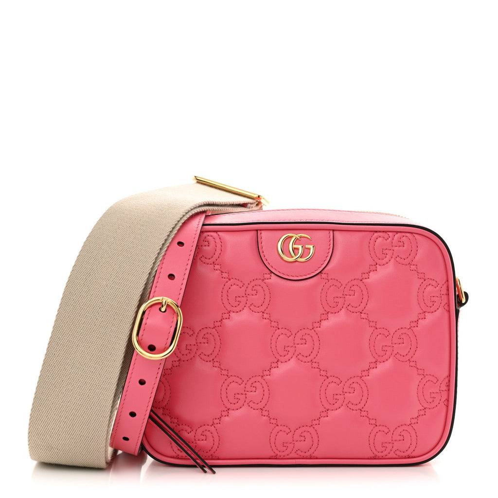 Calfskin GG Matelasse Small Shoulder Bag Rhodamine Pink Natural