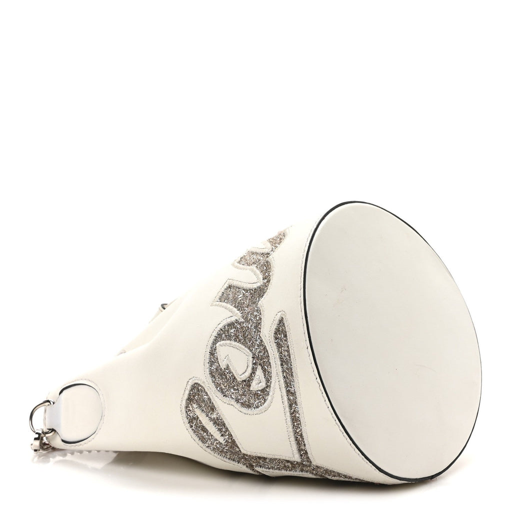 Calfskin Glitter Marie Jane Bucket White