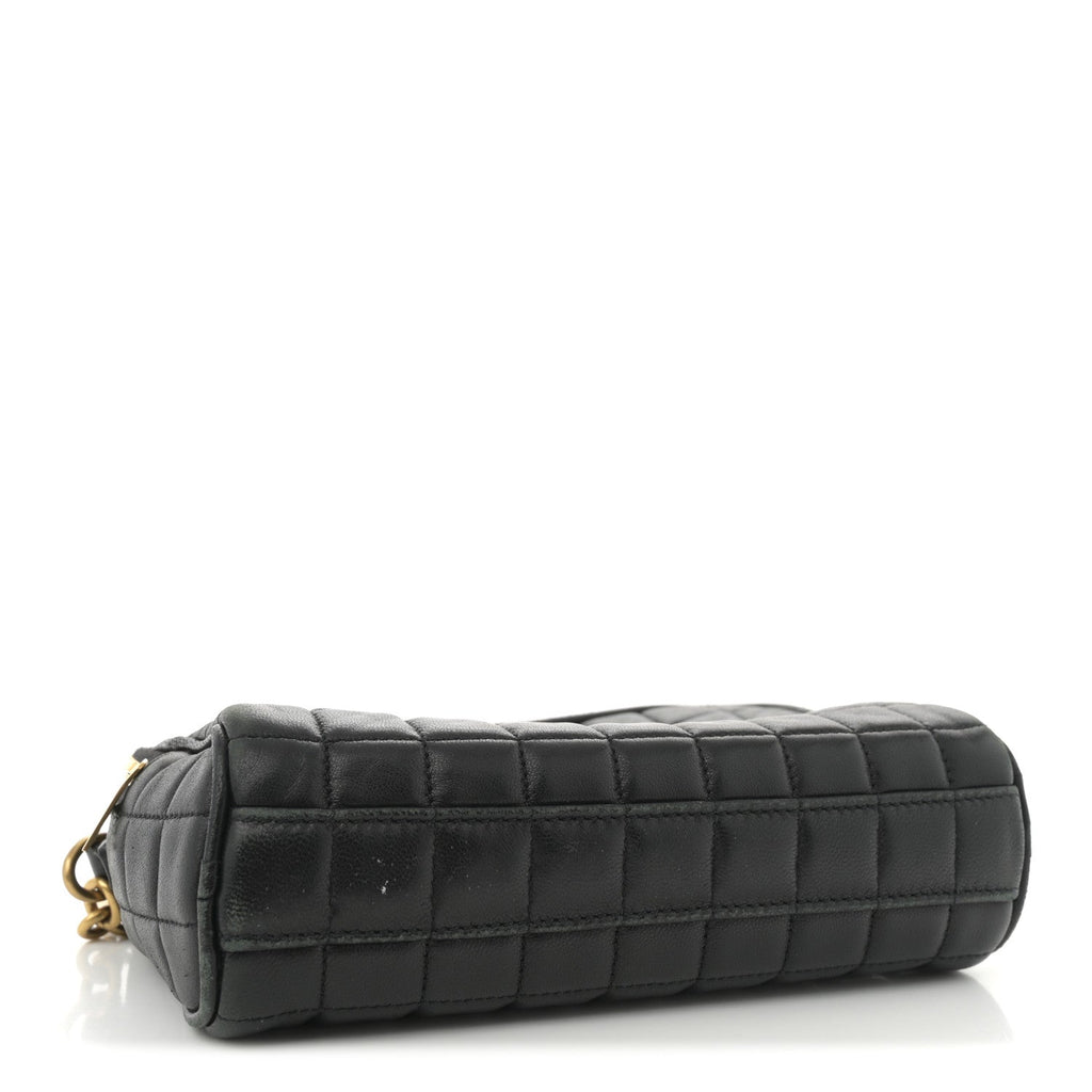 Lambskin Carre Quilted Cassandre Mini Camera Bag Black