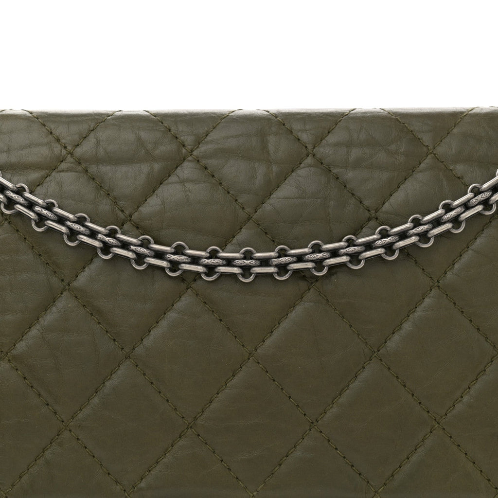 Aged Calfskin Quilted 2.55 Reissue 227 Flap Dark Green