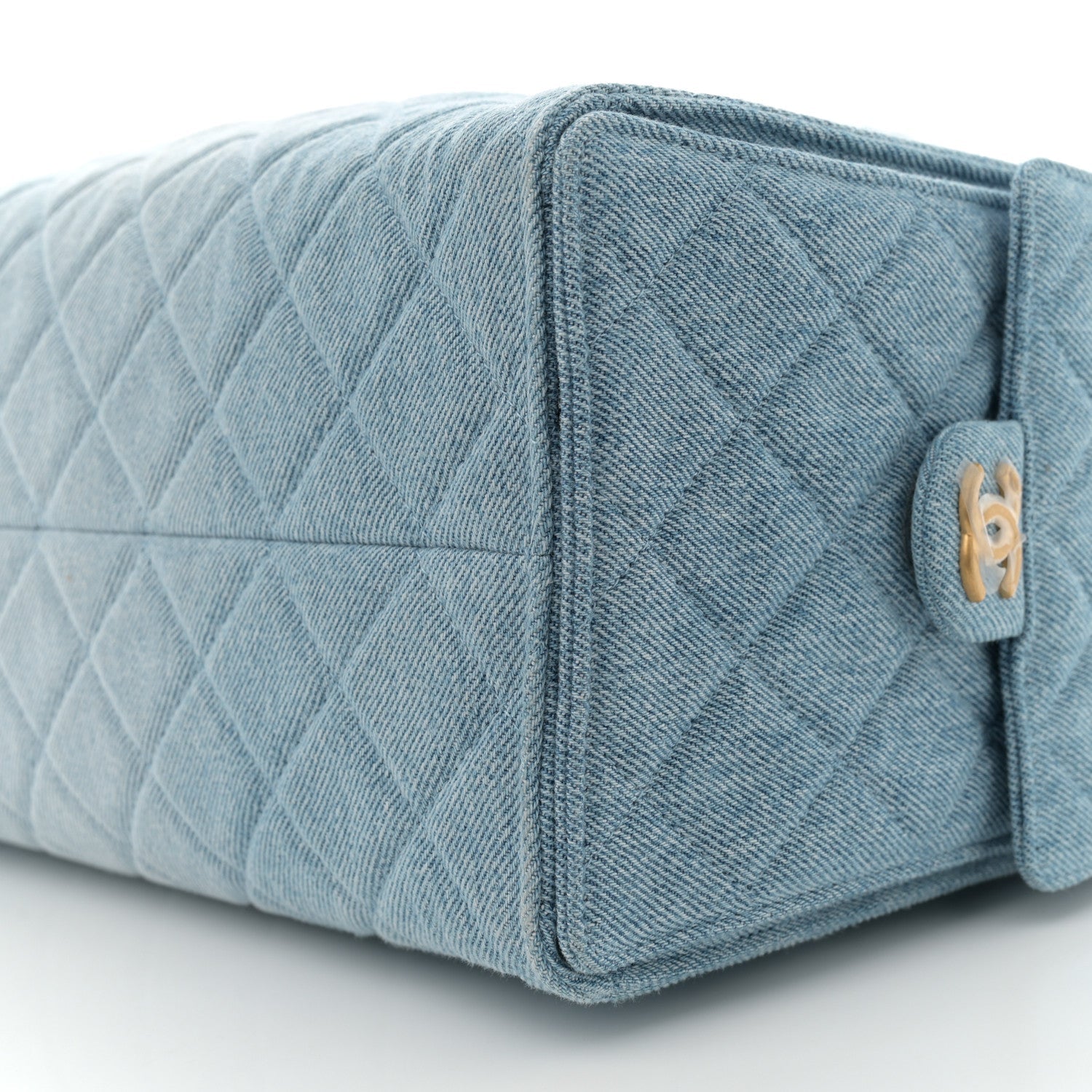 Washed Denim Quilted Medium Chanel 25 Handbag Blue