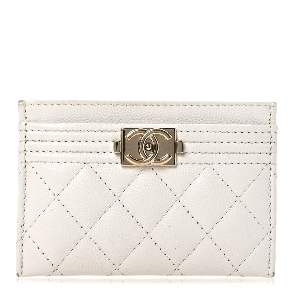 Caviar Quilted Boy  Holder White
