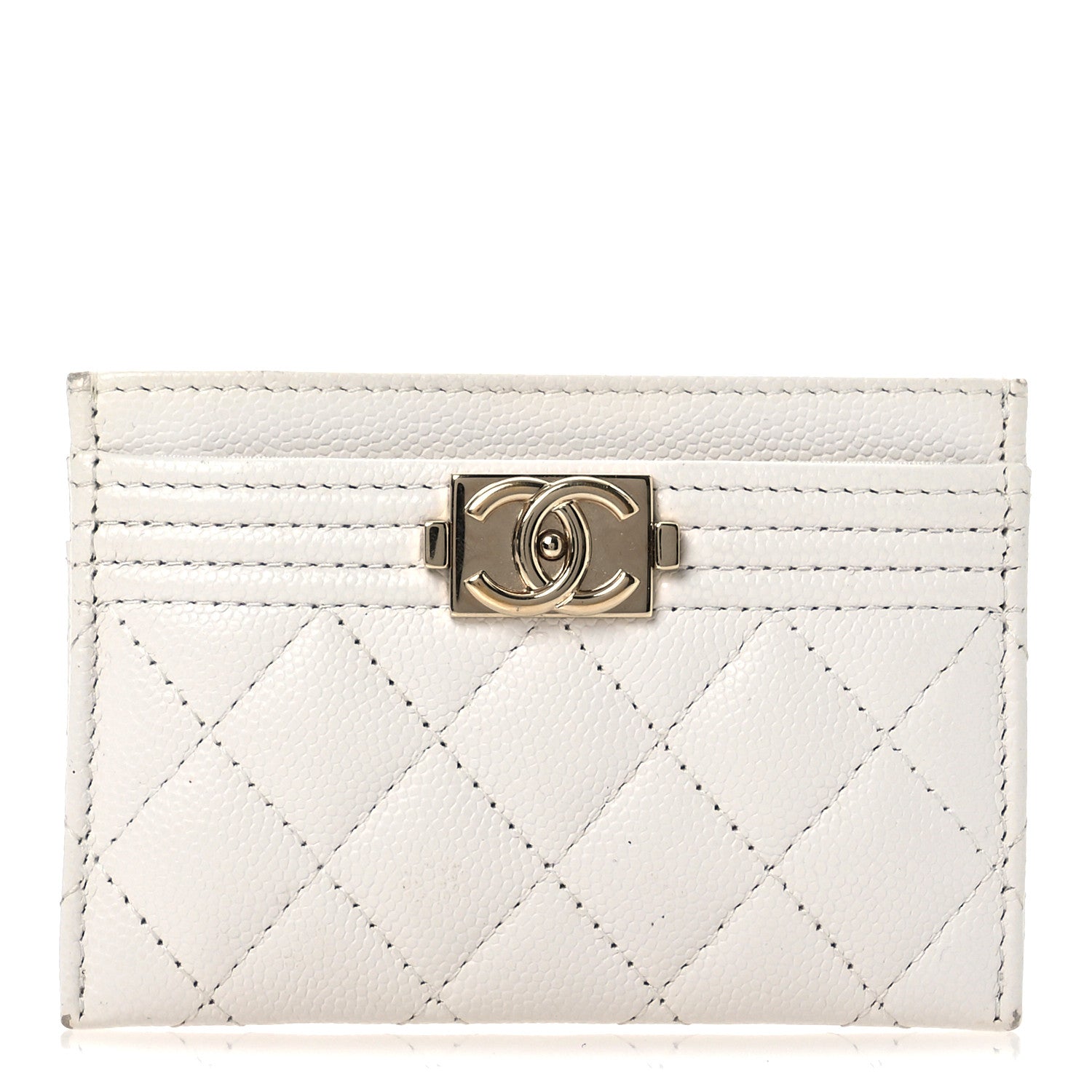 Caviar Quilted Boy  Holder White