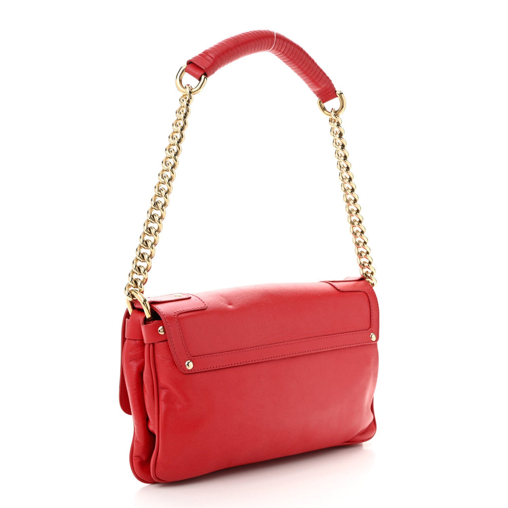 Calfskin Medusa Chain Clutch Red