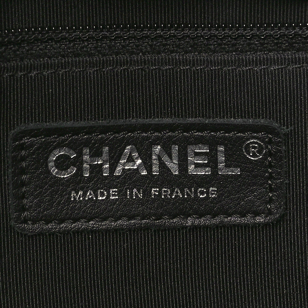 Caviar Quilted Large Shopping Tote Black