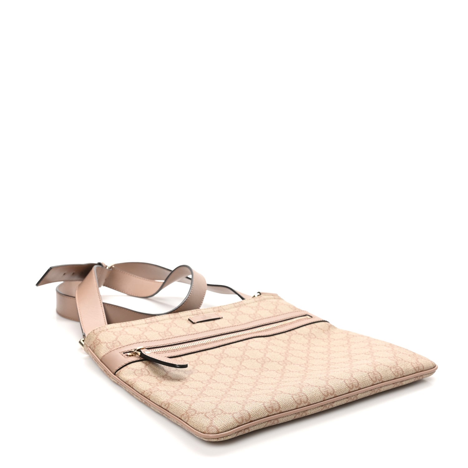 GG Supreme Monogram Selleria Calfskin Small Flat Messenger Bag Pink