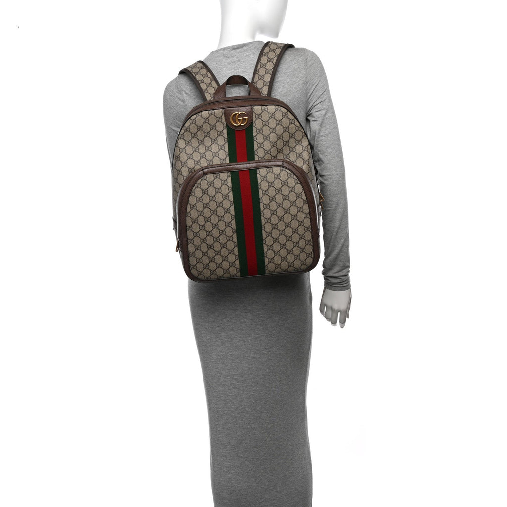 GG Supreme Monogram Medium Ophidia Day Backpack Brown