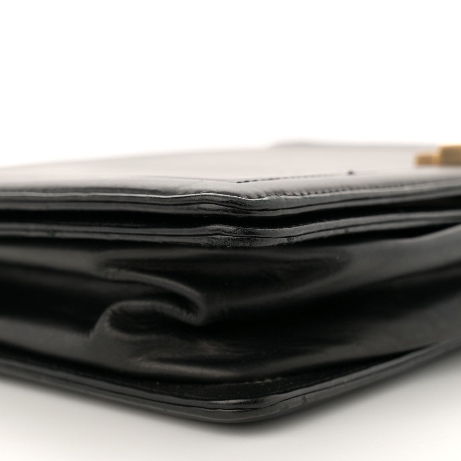 Glazed Calfskin Large Boy Flap Black