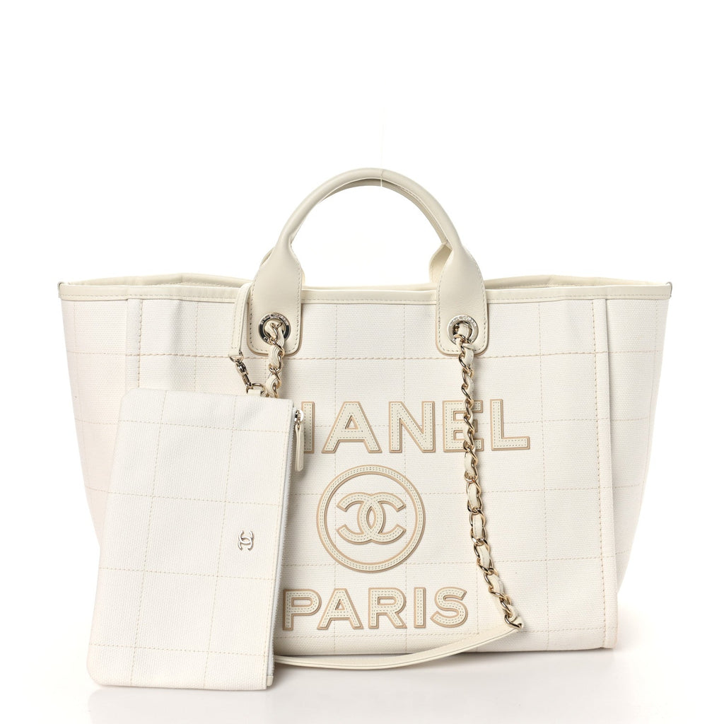 Cotton Medium Deauville Tote White