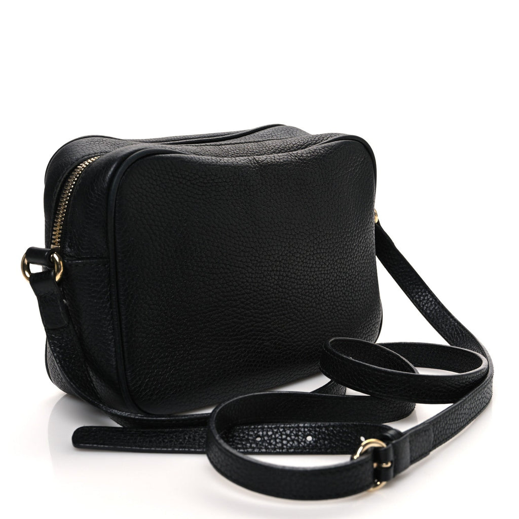 Pebbled Calfskin Small Soho Disco Bag Black