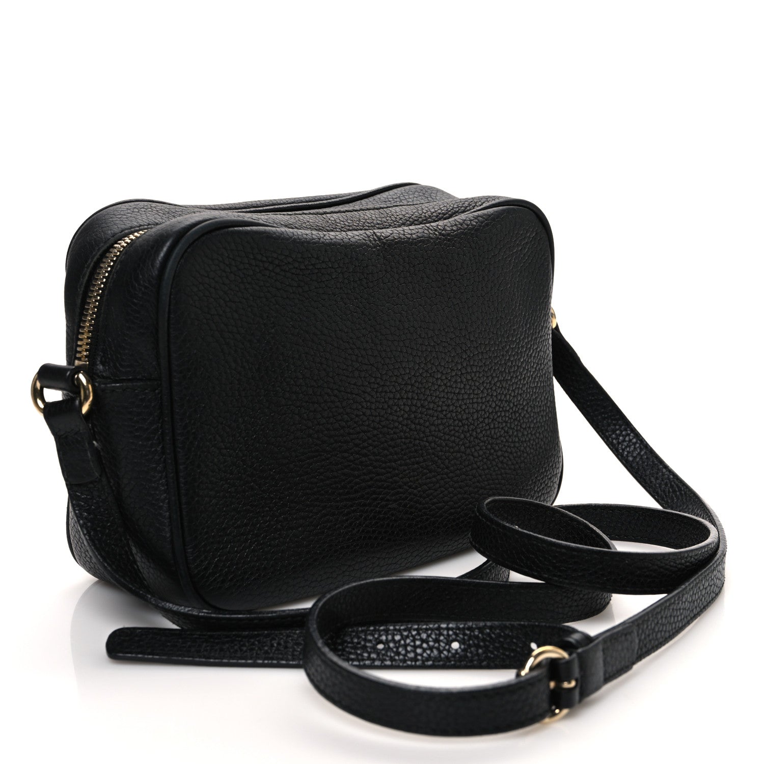 Pebbled Calfskin Small Soho Disco Bag Black