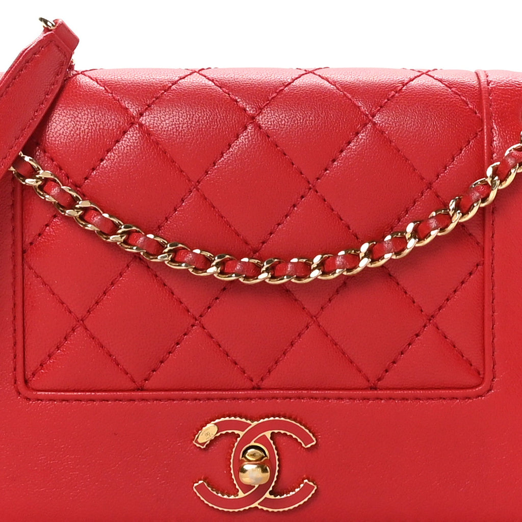 Sheepskin Quilted Medium Vintage Mademoiselle Flap Red