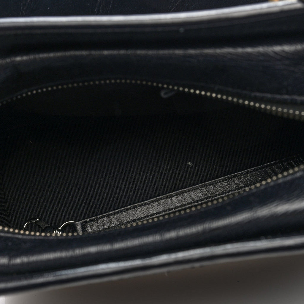 Calfskin Wool Felt Embossed Small Gabrielle Logo Hobo Black
