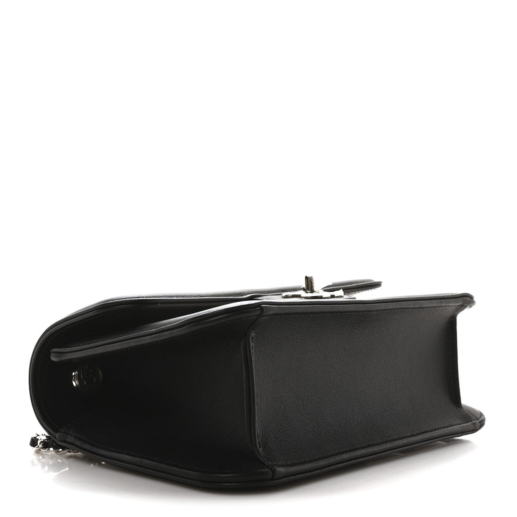 Lambskin Calfskin Mini Chocolate Bar Flap Bag White Black