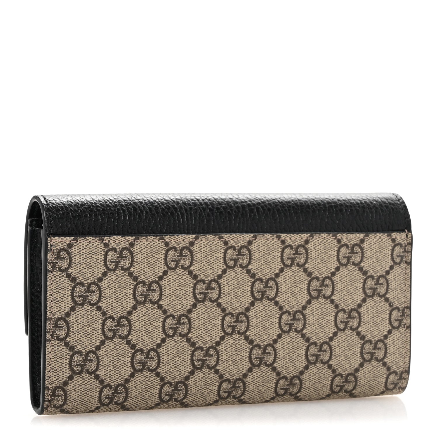 Dollar Calfskin GG Supreme Monogram GG Marmont Continental Wallet Black Beige Ebony