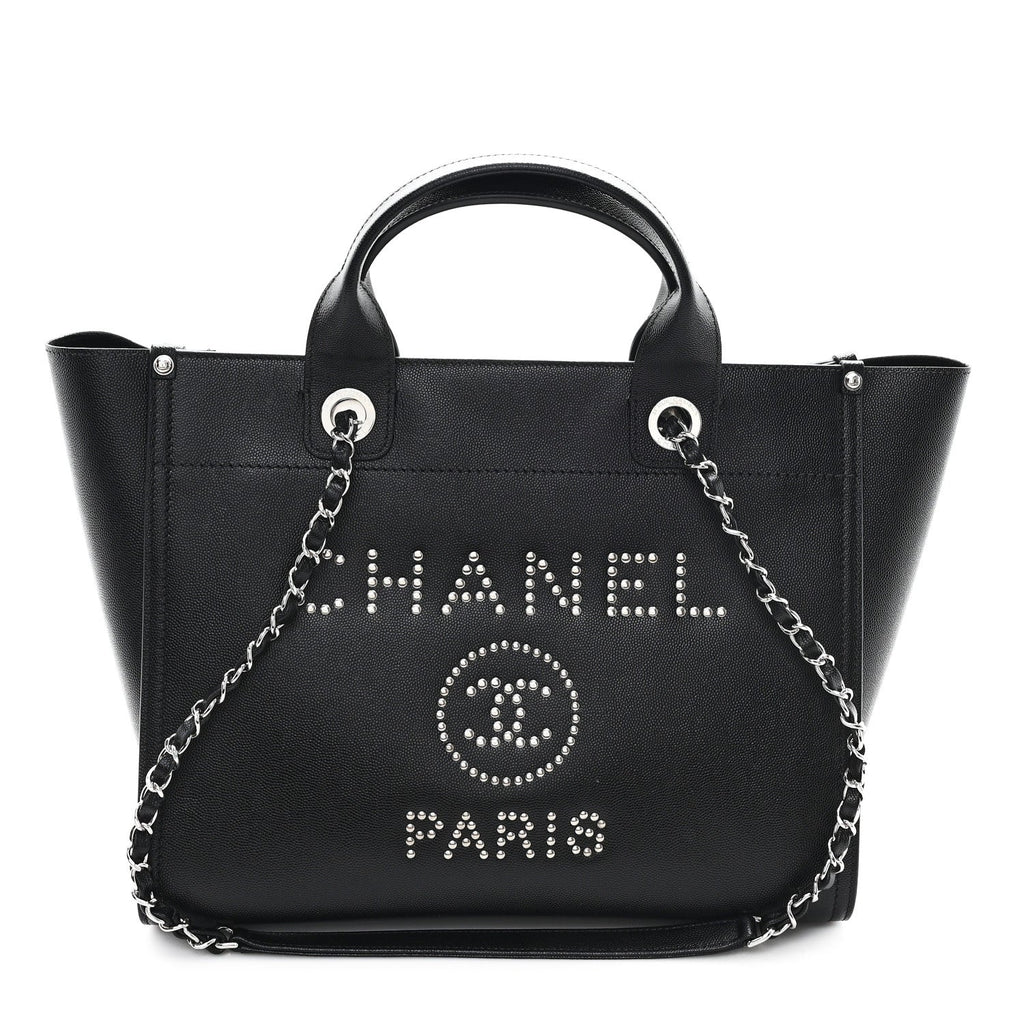 Caviar Small Studded Deauville Tote Black