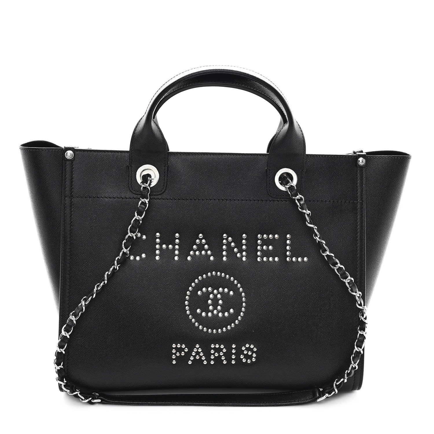 Caviar Small Studded Deauville Tote Black