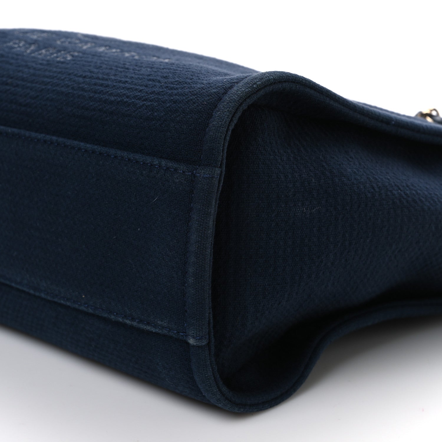 Mixed Fibers Calfskin Medium Deauville Tote Navy Blue