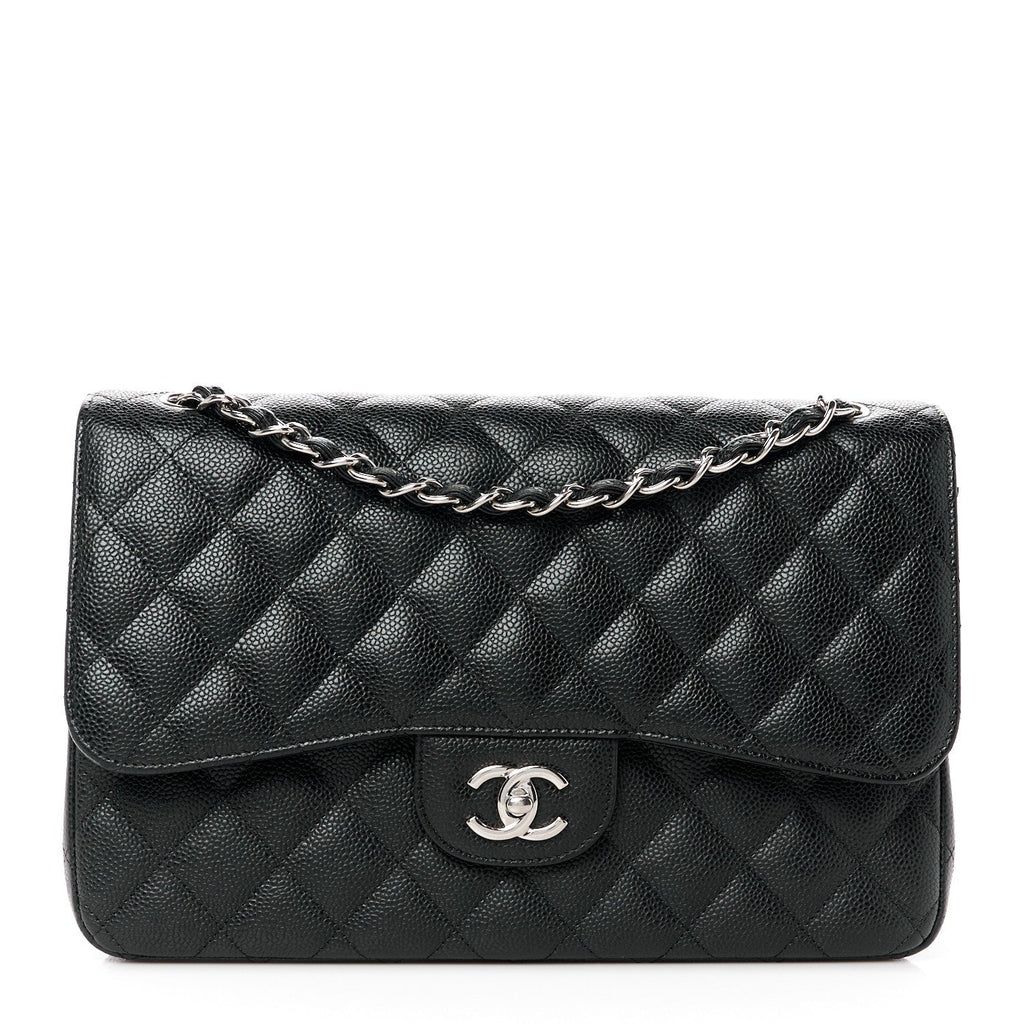 Caviar Quilted Jumbo Double Flap Black