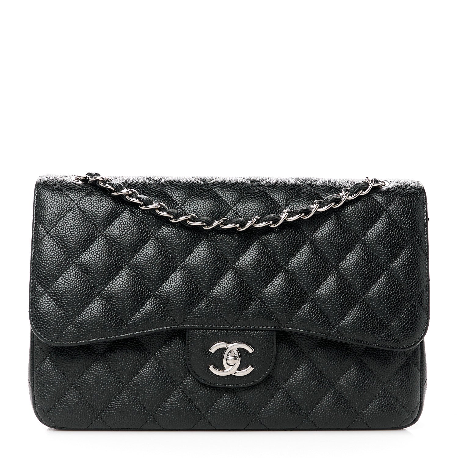 Caviar Quilted Jumbo Double Flap Black