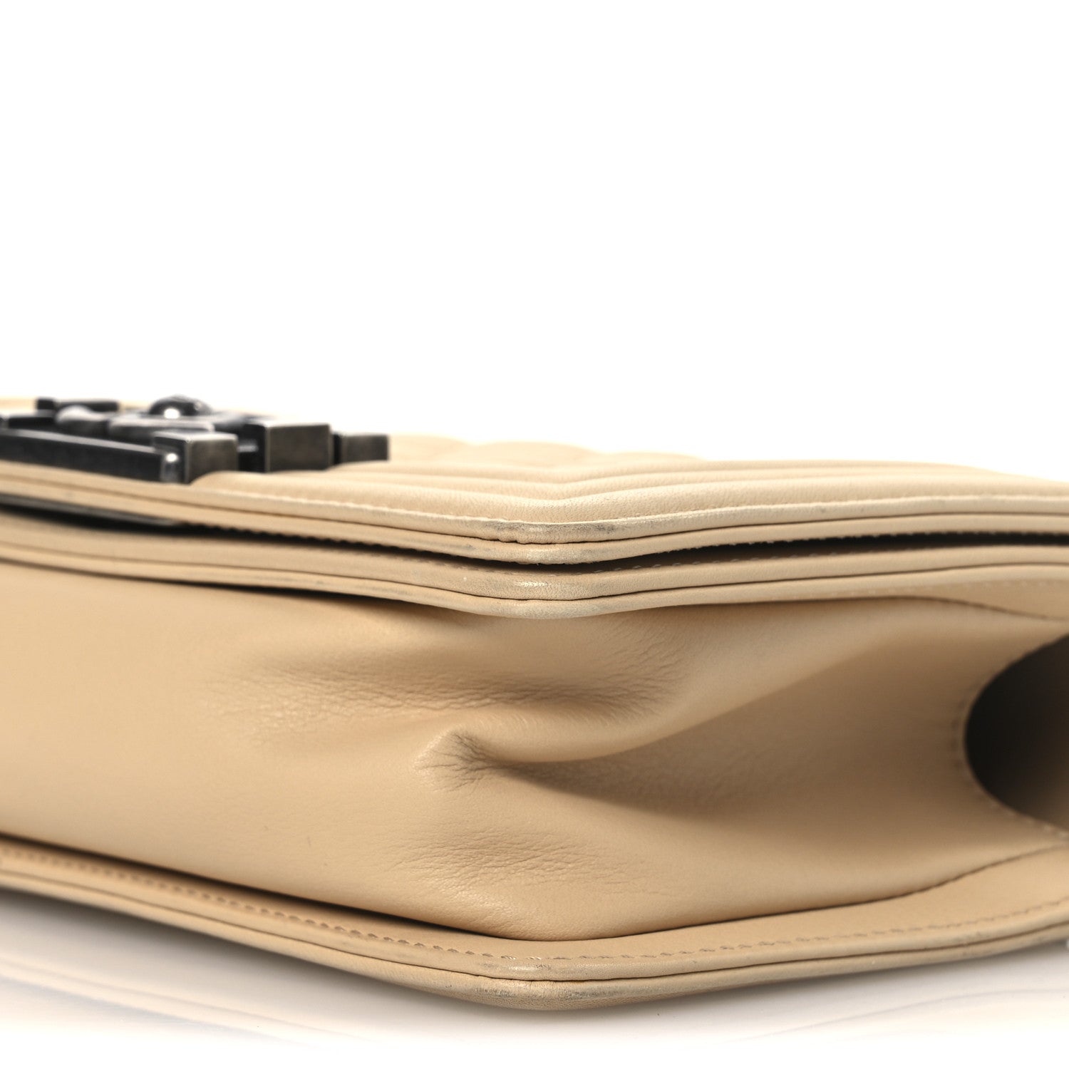 Calfskin Quilted Small Boy Flap Beige