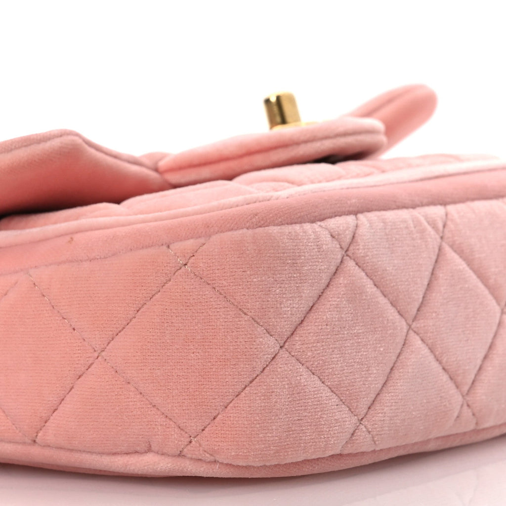 Velour Quilted Mini Double Frame Flap Rose