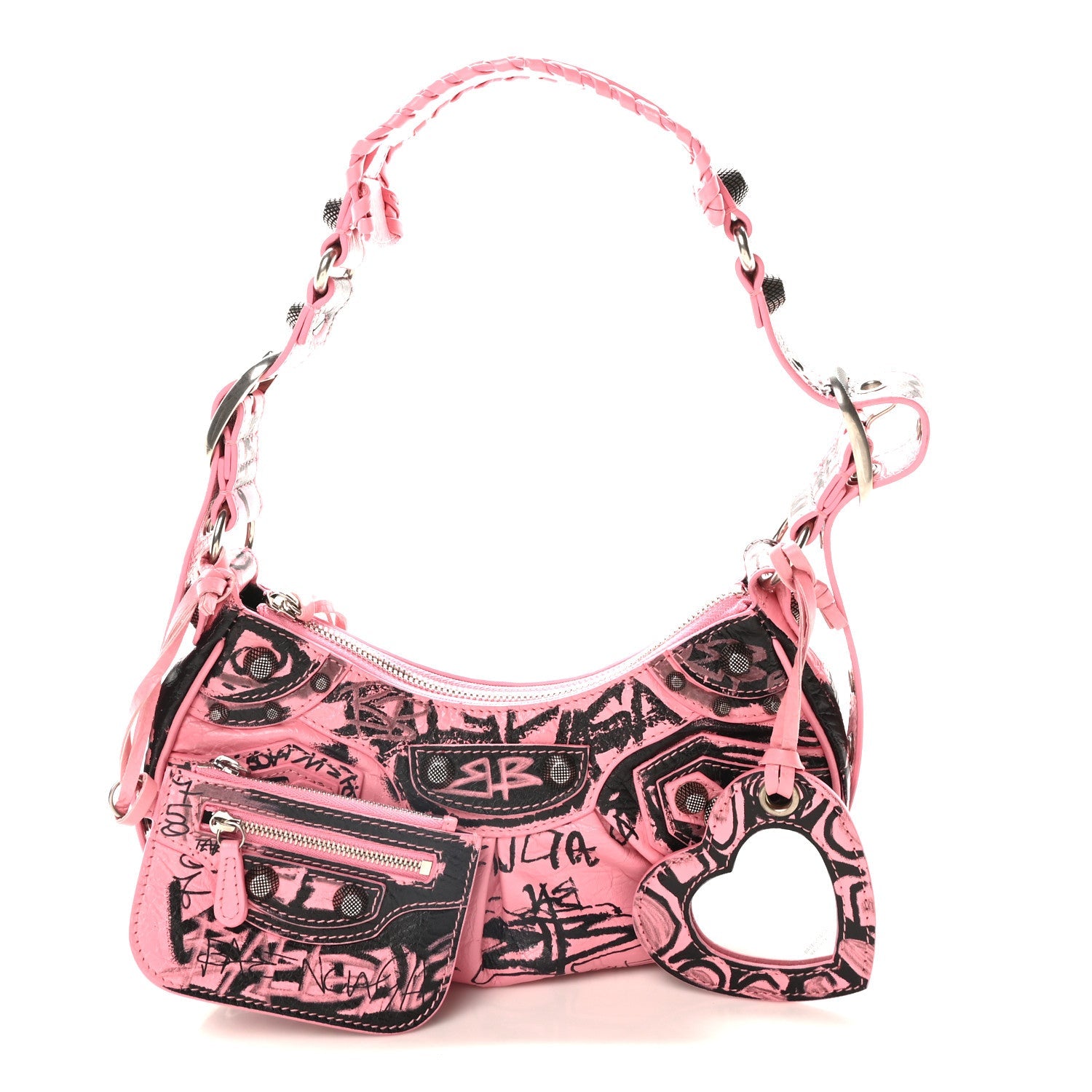 Agneau Arena Graffiti Le Cagole Shoulder Bag XS Sweet Pink