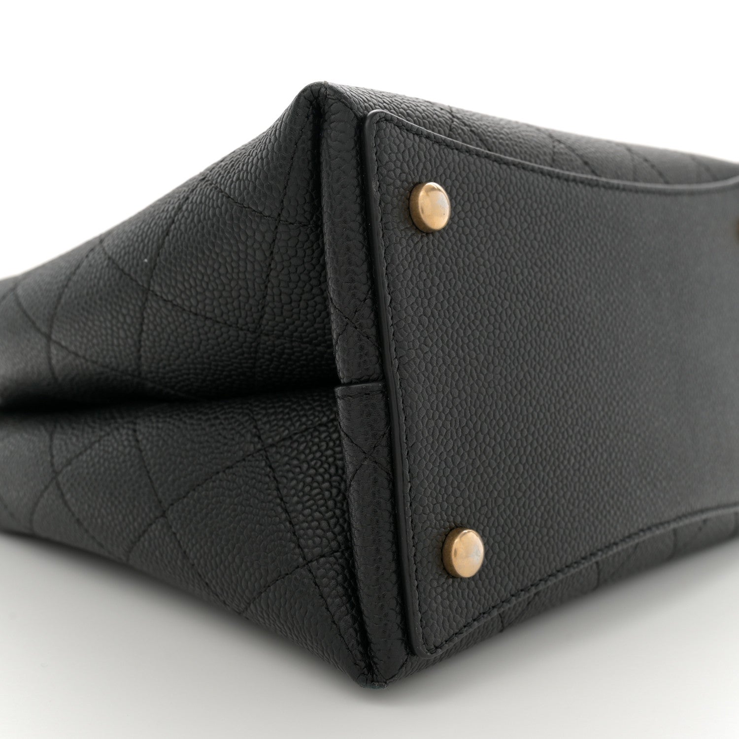 Grained Calfskin Stitched Small Drawstring Bag Black