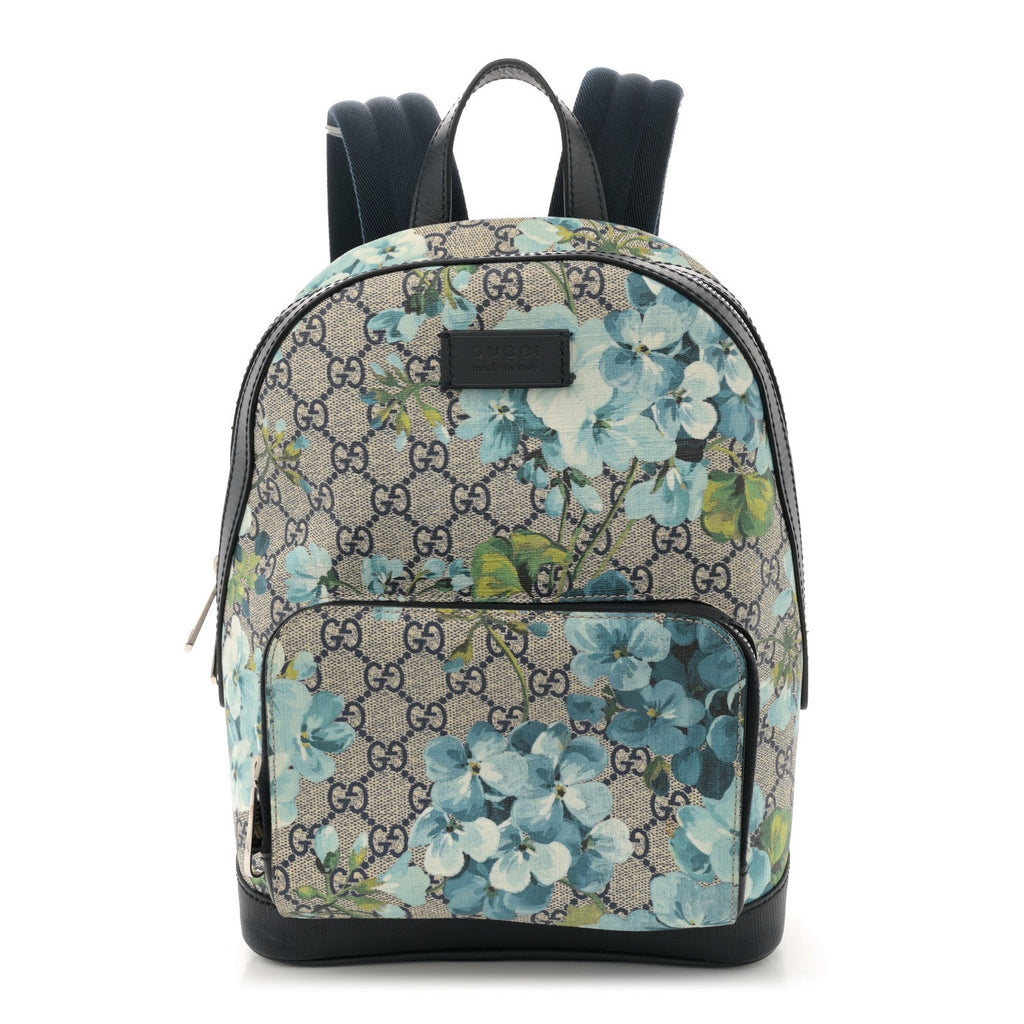 GG Supreme Monogram Blooms Small Day Backpack Blue