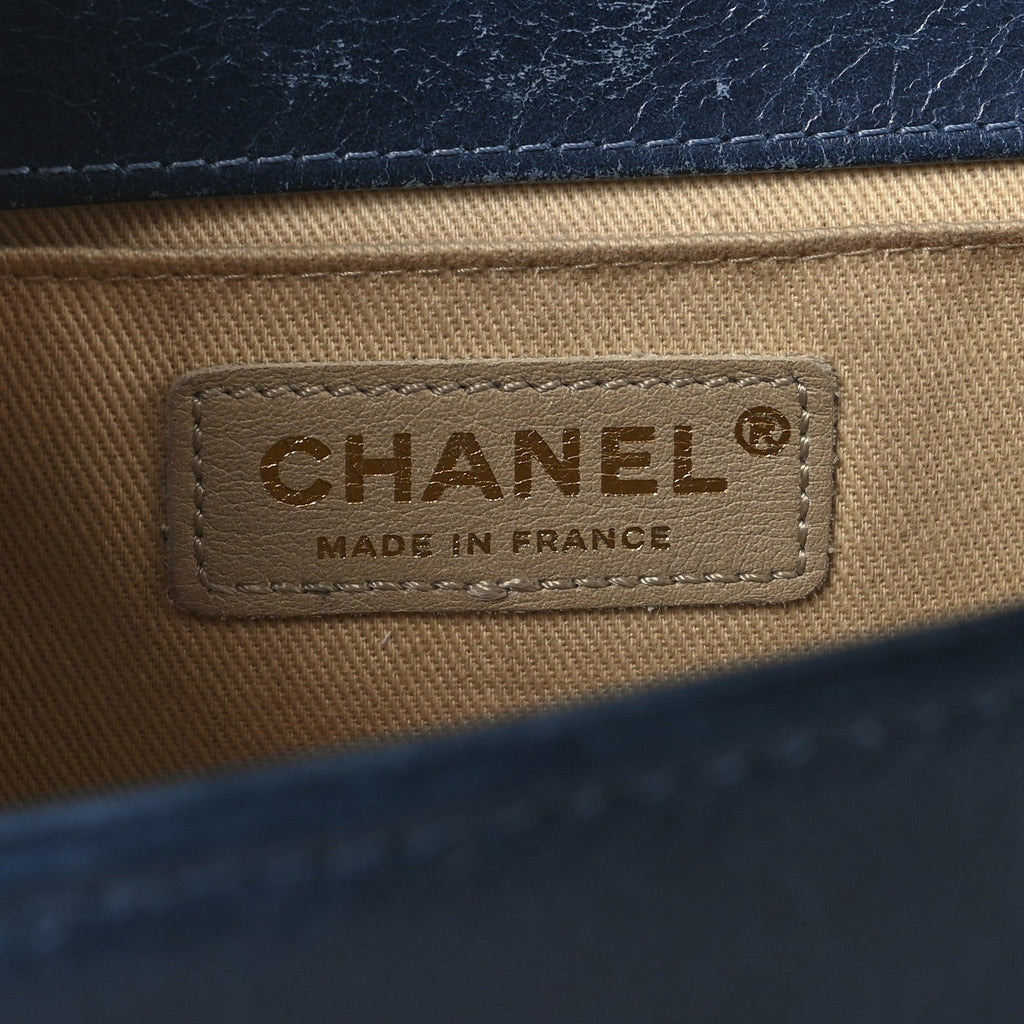 Aged Calfskin Quilted Medium Boy Flap Blue