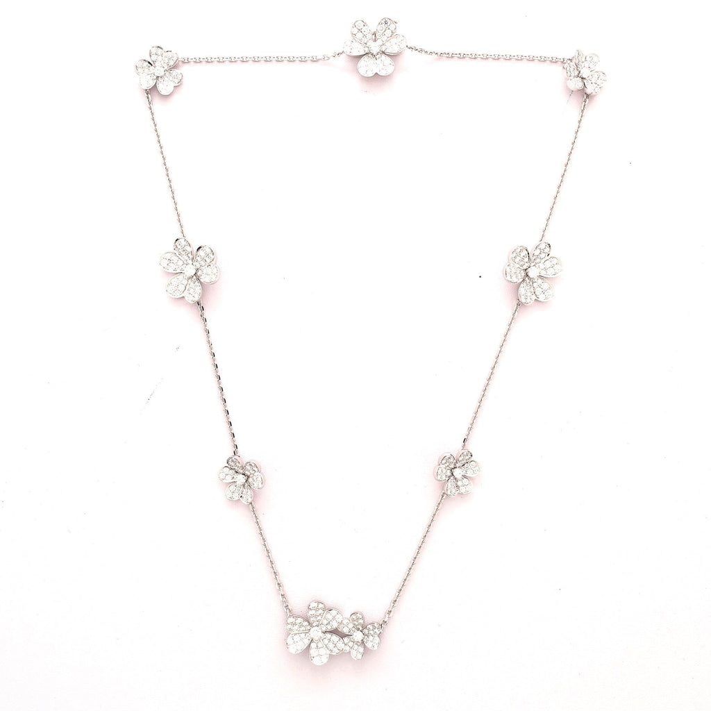 9 Flower Frivole Necklace 18K White Gold with Pave Diamonds