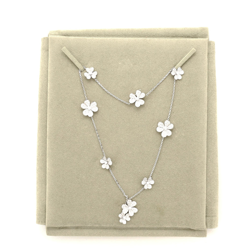 9 Flower Frivole Necklace 18K White Gold with Pave Diamonds