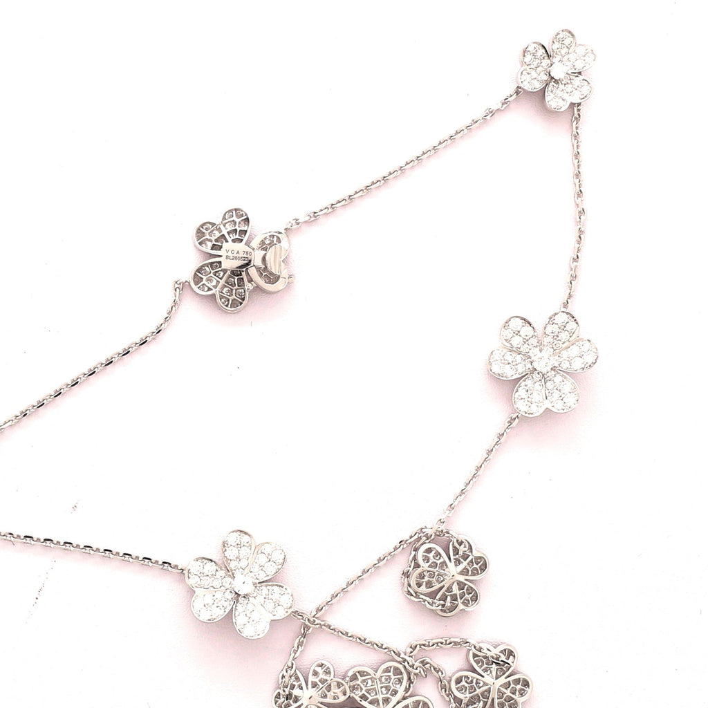 9 Flower Frivole Necklace 18K White Gold with Pave Diamonds