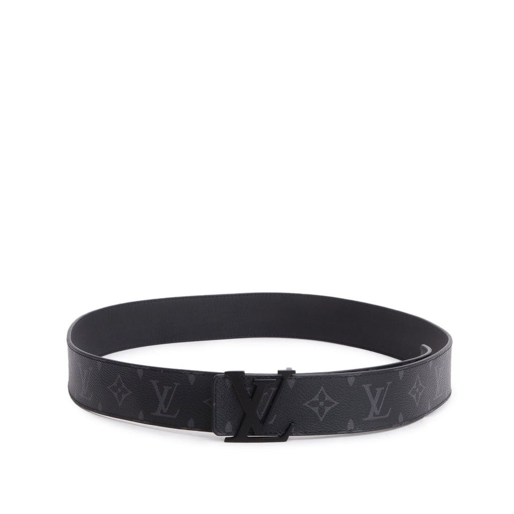 Louis Vuitton Matte Black Calfskin Monogram Eclipse LV Initials Belt 100 40