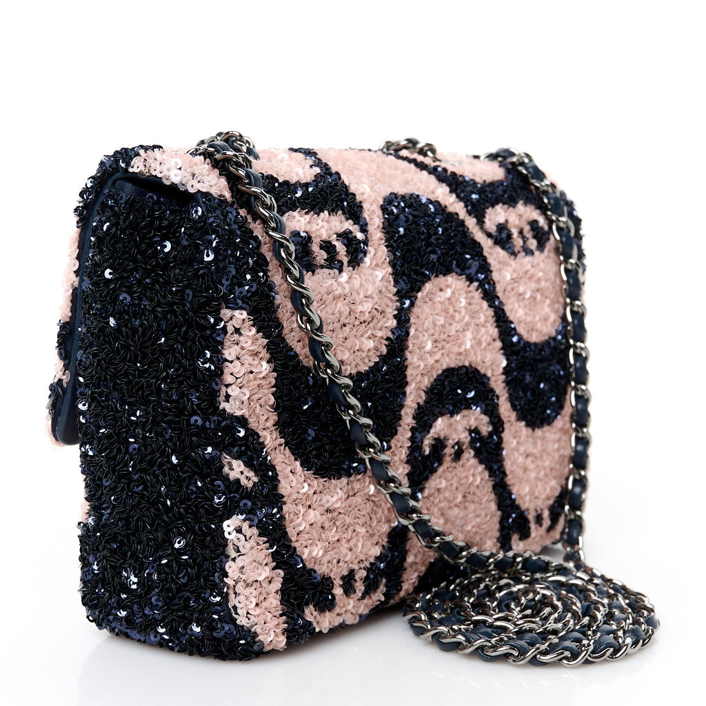 Sequin Mini Rectangular Flap Navy Pink