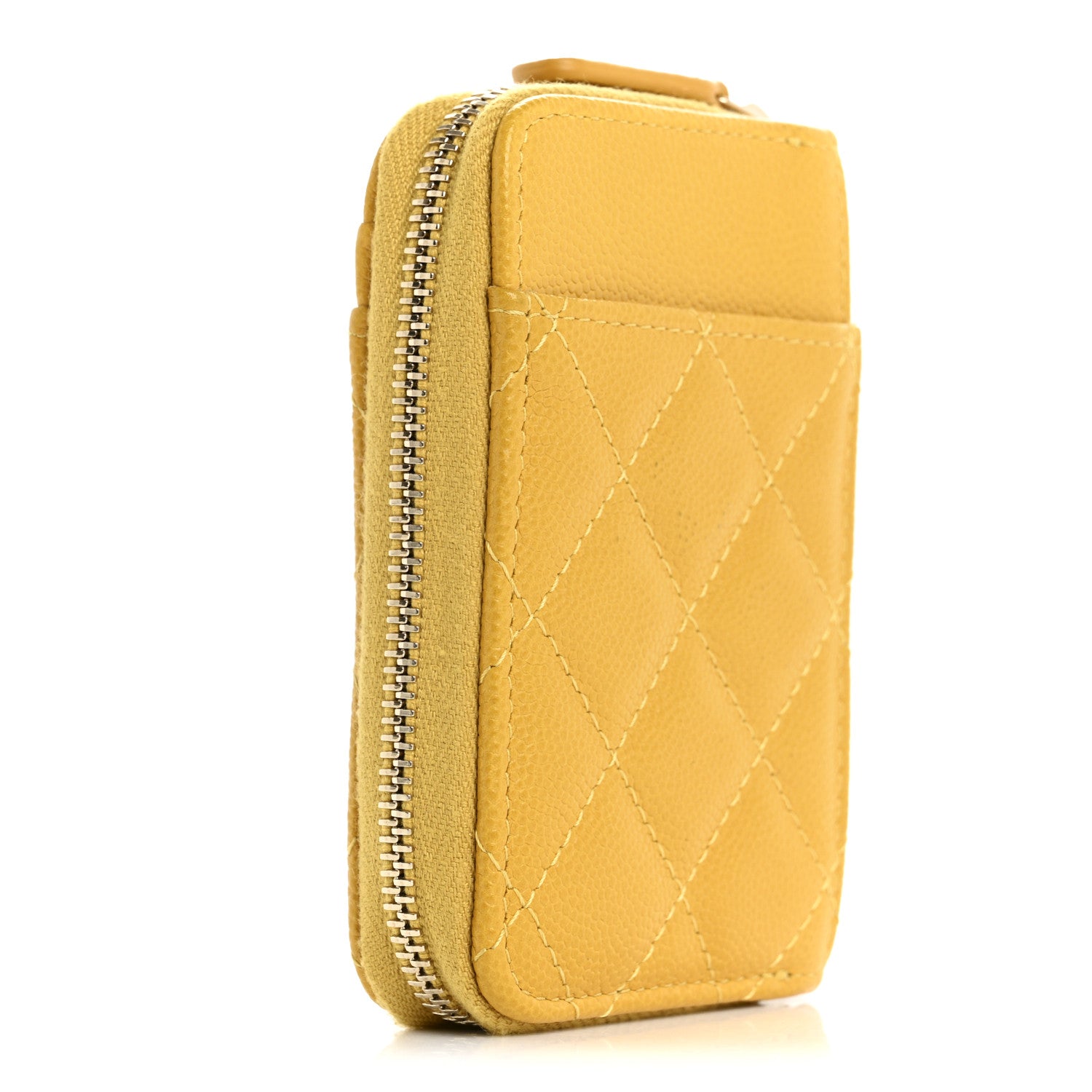Caviar Quilted Zip  Holder Yellow