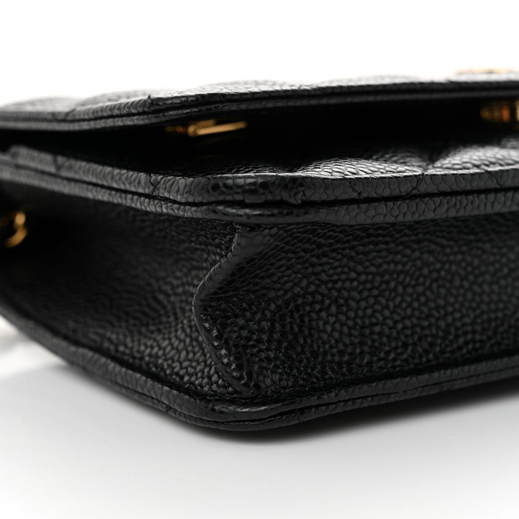 Caviar Quilted Wallet On Chain WOC Black