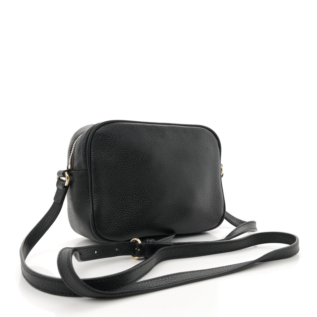Pebbled Calfskin Small Soho Disco Bag Black
