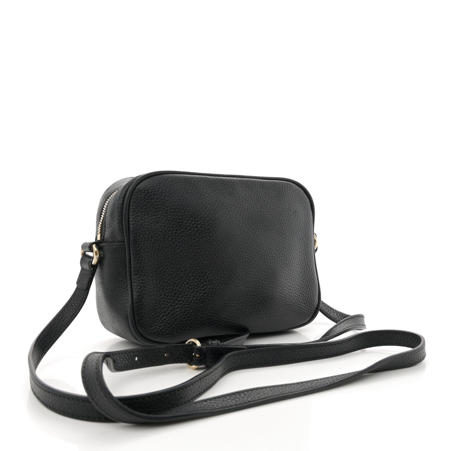 Pebbled Calfskin Small Soho Disco Bag Black