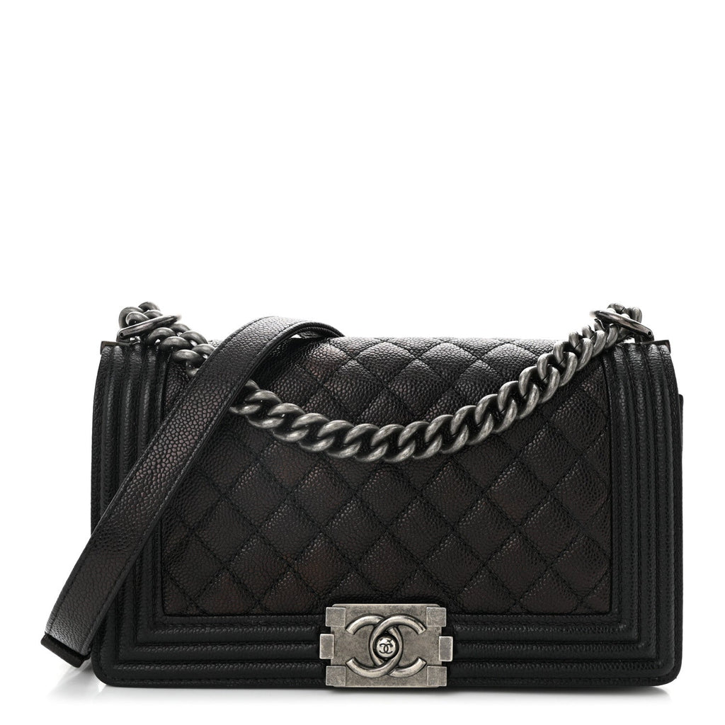 Caviar Quilted Medium Boy Flap Black