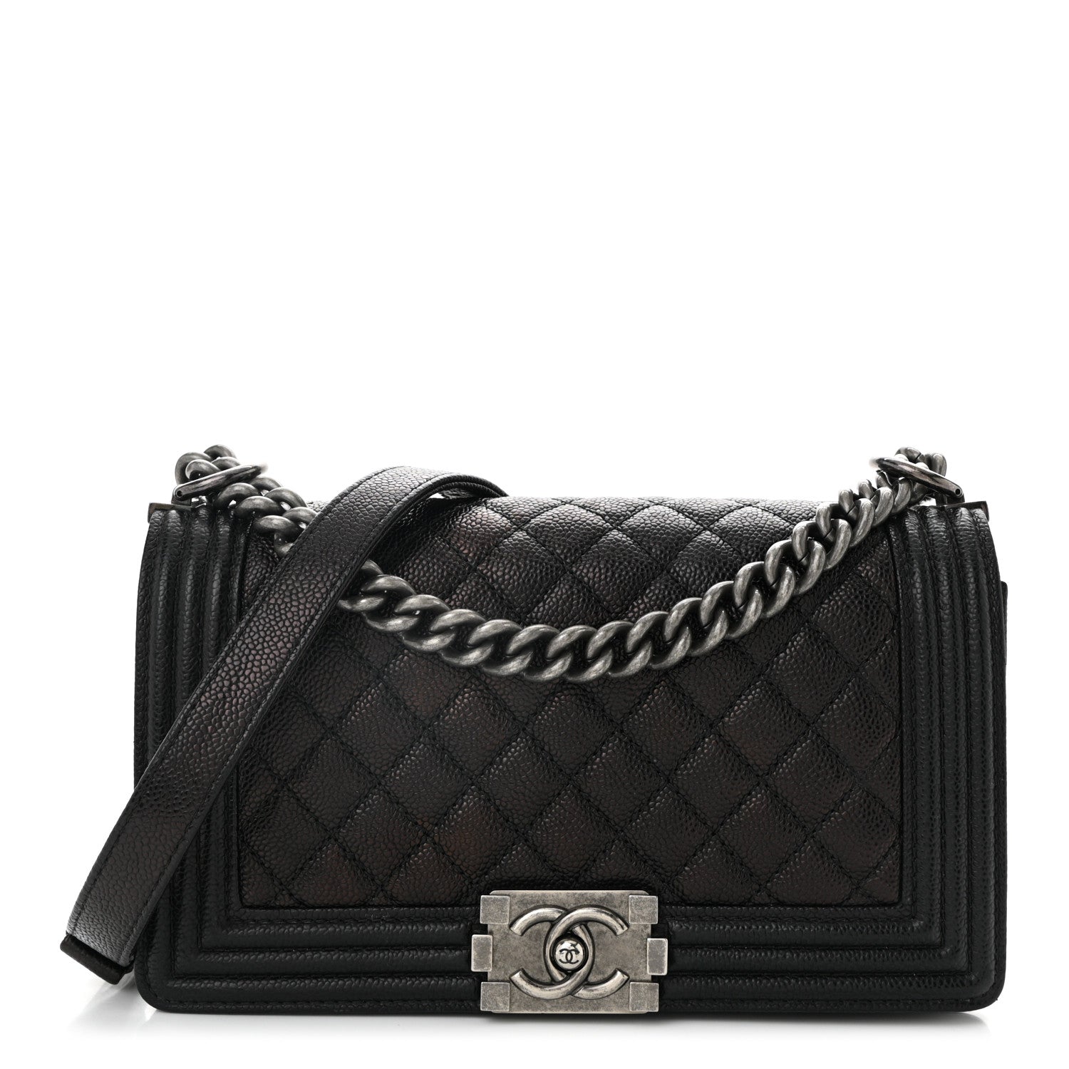 Caviar Quilted Medium Boy Flap Black