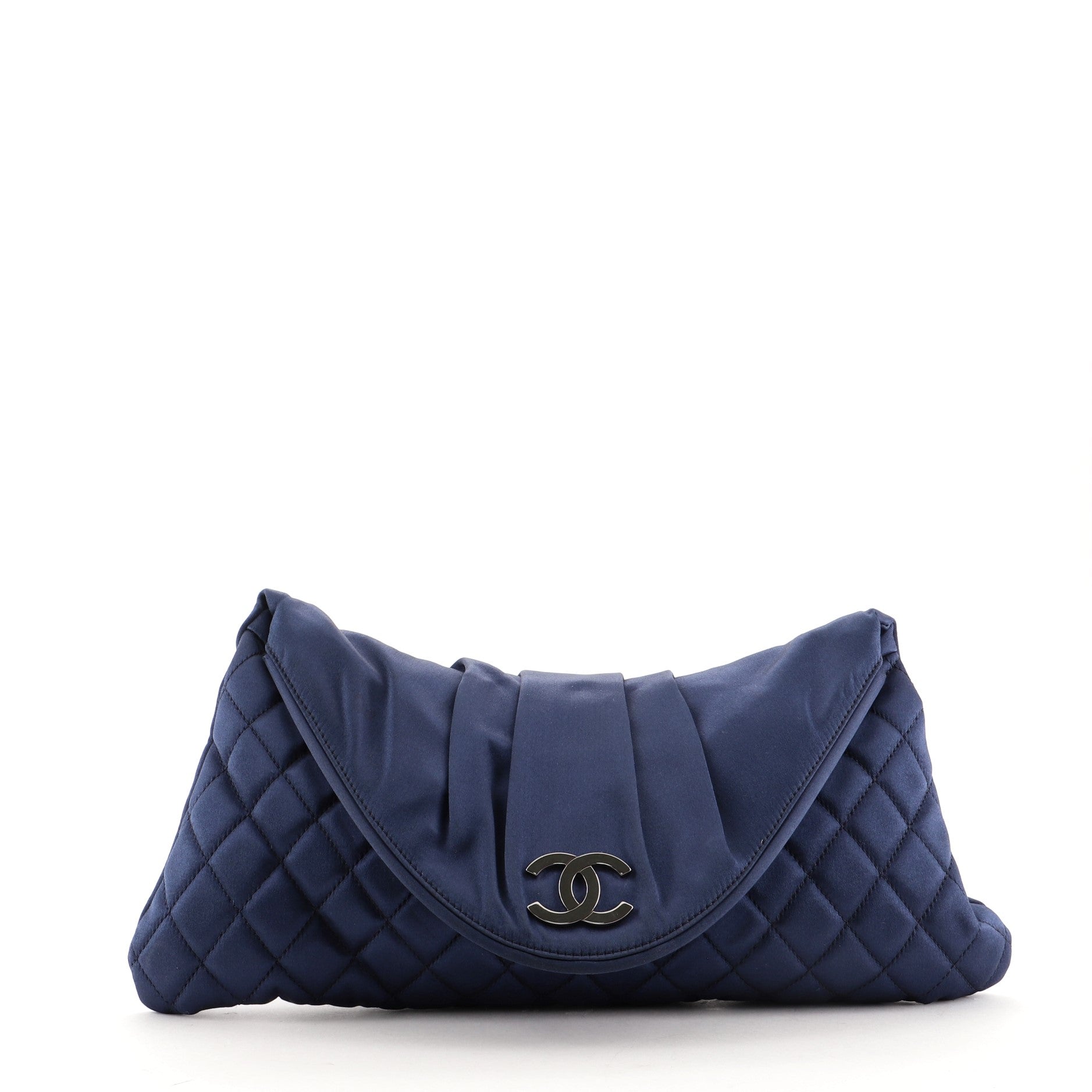 CC Half Moon Clutch Quilted Satin Large