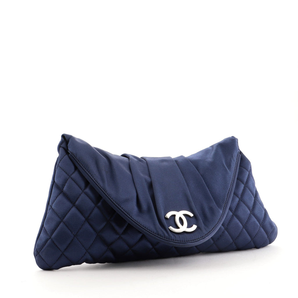CC Half Moon Clutch Quilted Satin Large