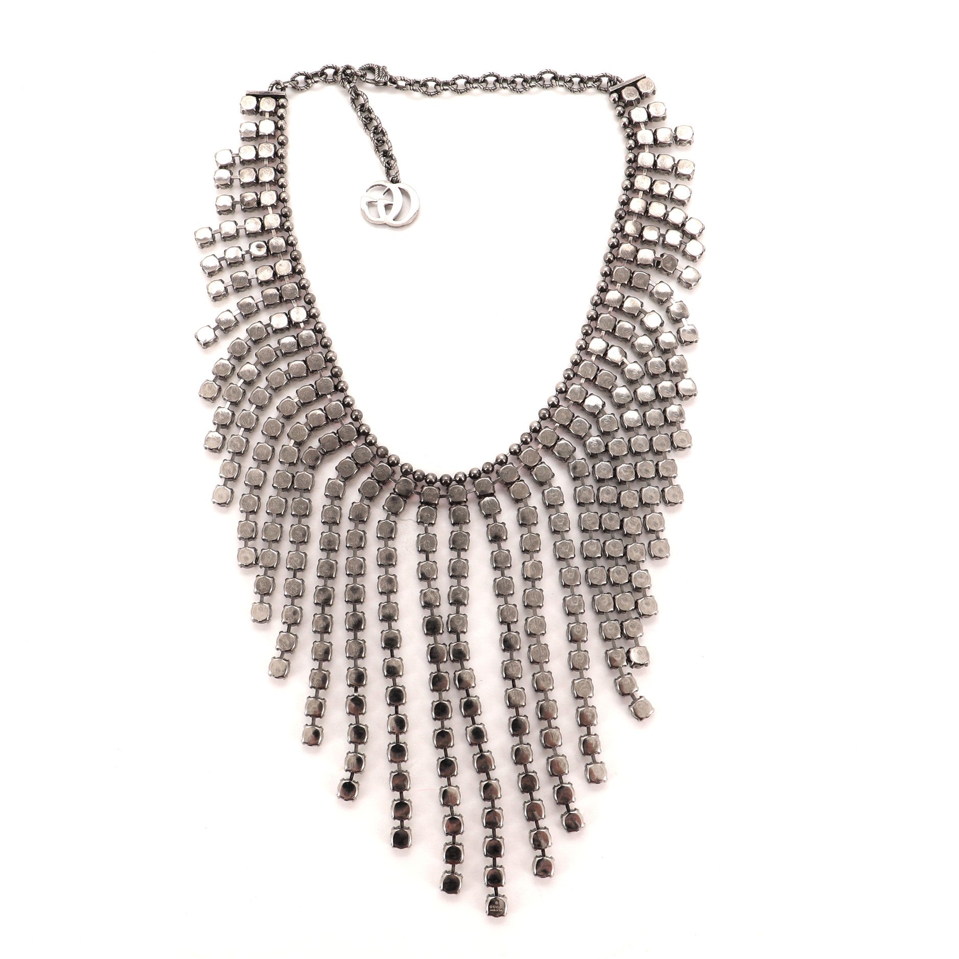 Fringe Collar Necklace Metal with Crystal