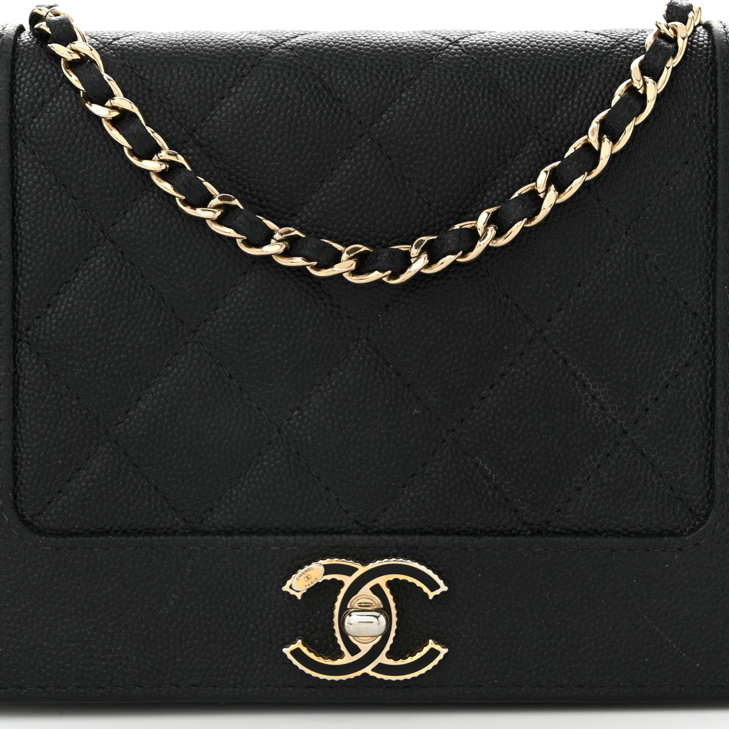 Caviar Quilted Vintage Mademoiselle Wallet On Chain WOC Black