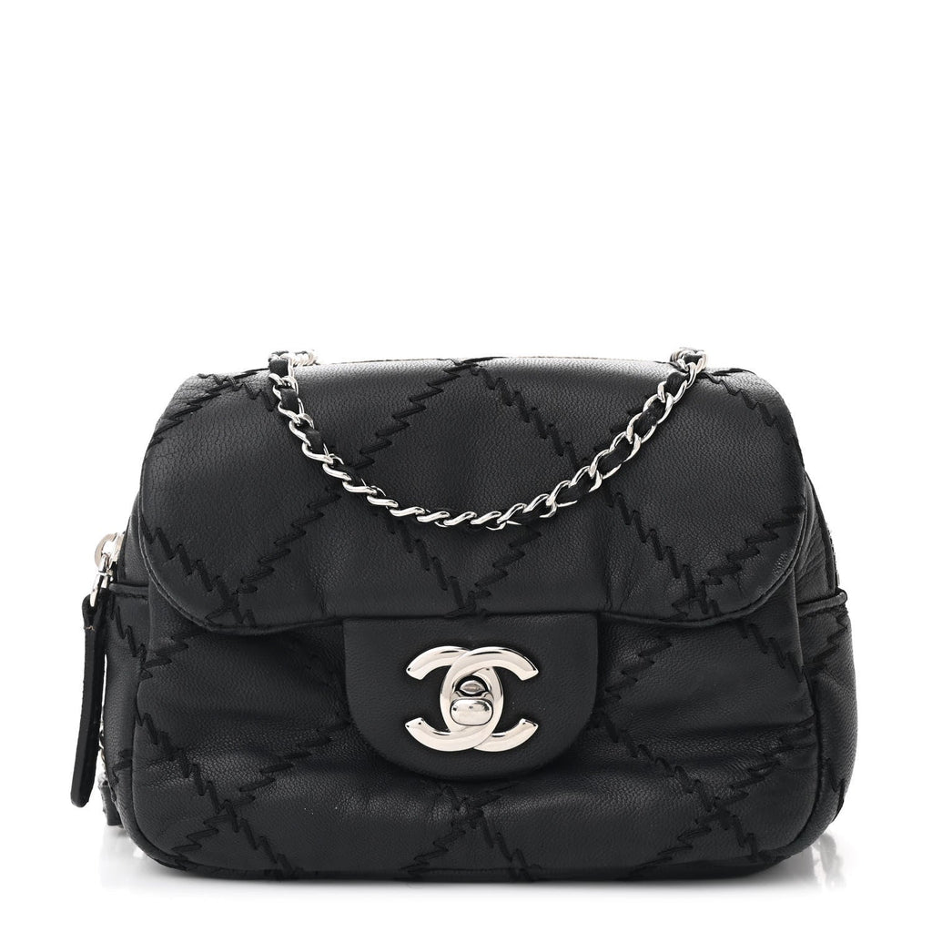 Lambskin Stitched New Mini Flap Black
