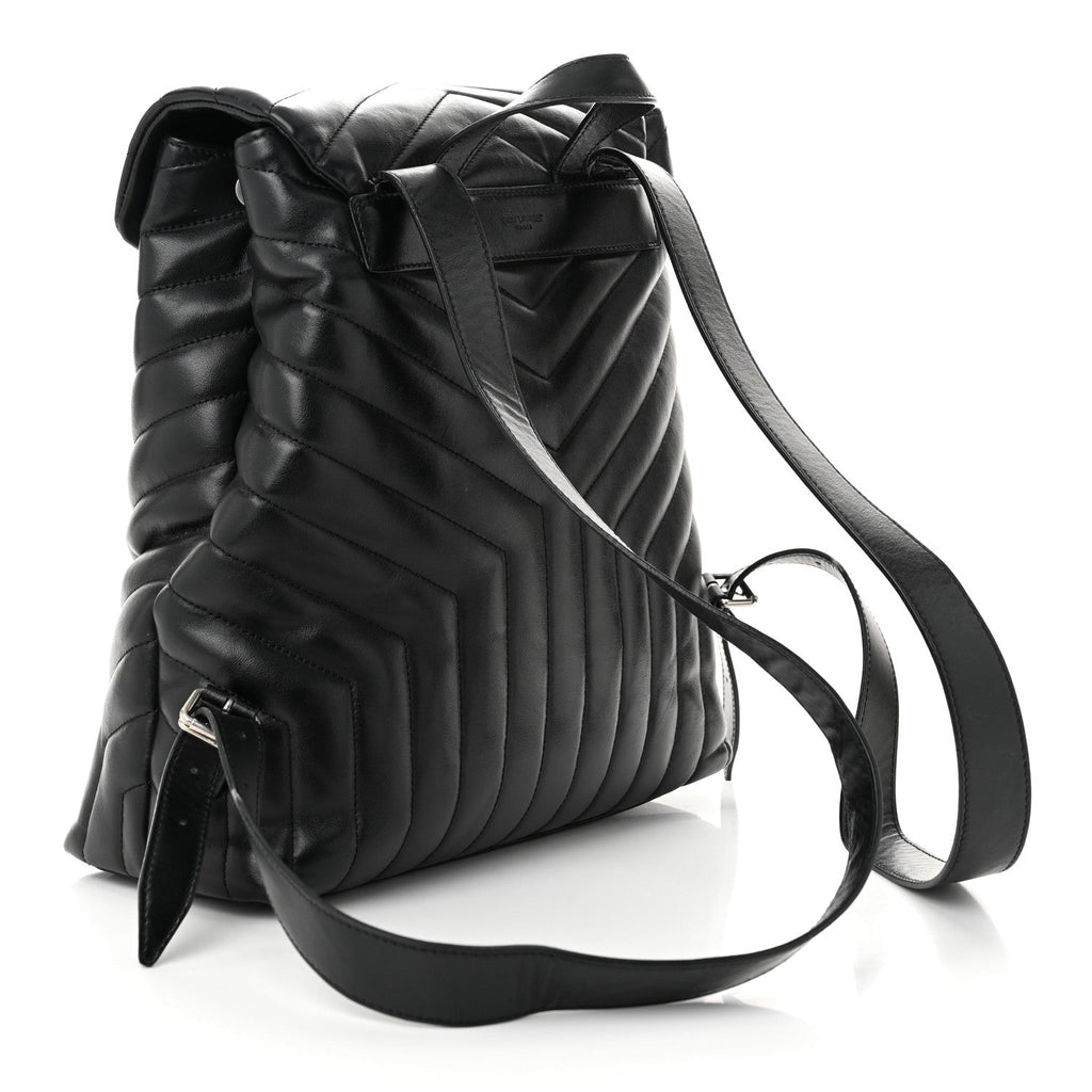 Calfskin Y Quilted Monogram Medium Loulou Backpack Black